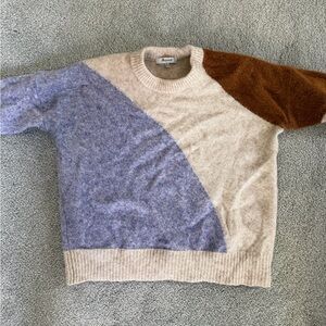 Madewell Color Block Sweater - lavender, brown and cream